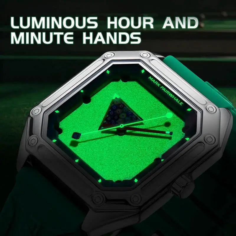 2025 New Original Watch For Man Sport Silicone Strap Waterproof Quartz Watch Fashion Men Billiards Design Green Wristwatch Boy by Adornity