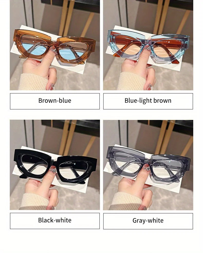 Cat Eye Sunglasses – Fashion Thick Frame Plastic Eyewear for Women, Gradient Lens