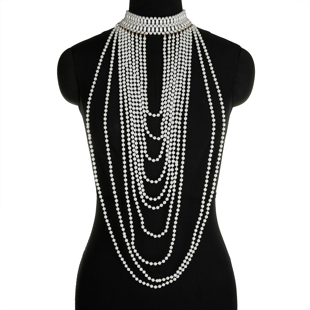 Pearl Body Chain Necklace Shawl Shoulder Jewelry