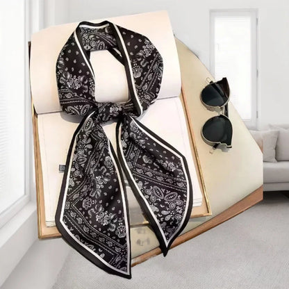 Brand Design Zebra In Flowers Women Scarf Luxury Silk Scarf Fashion Hair Headband Foulard Skinny Bag Scarves Neckerchief