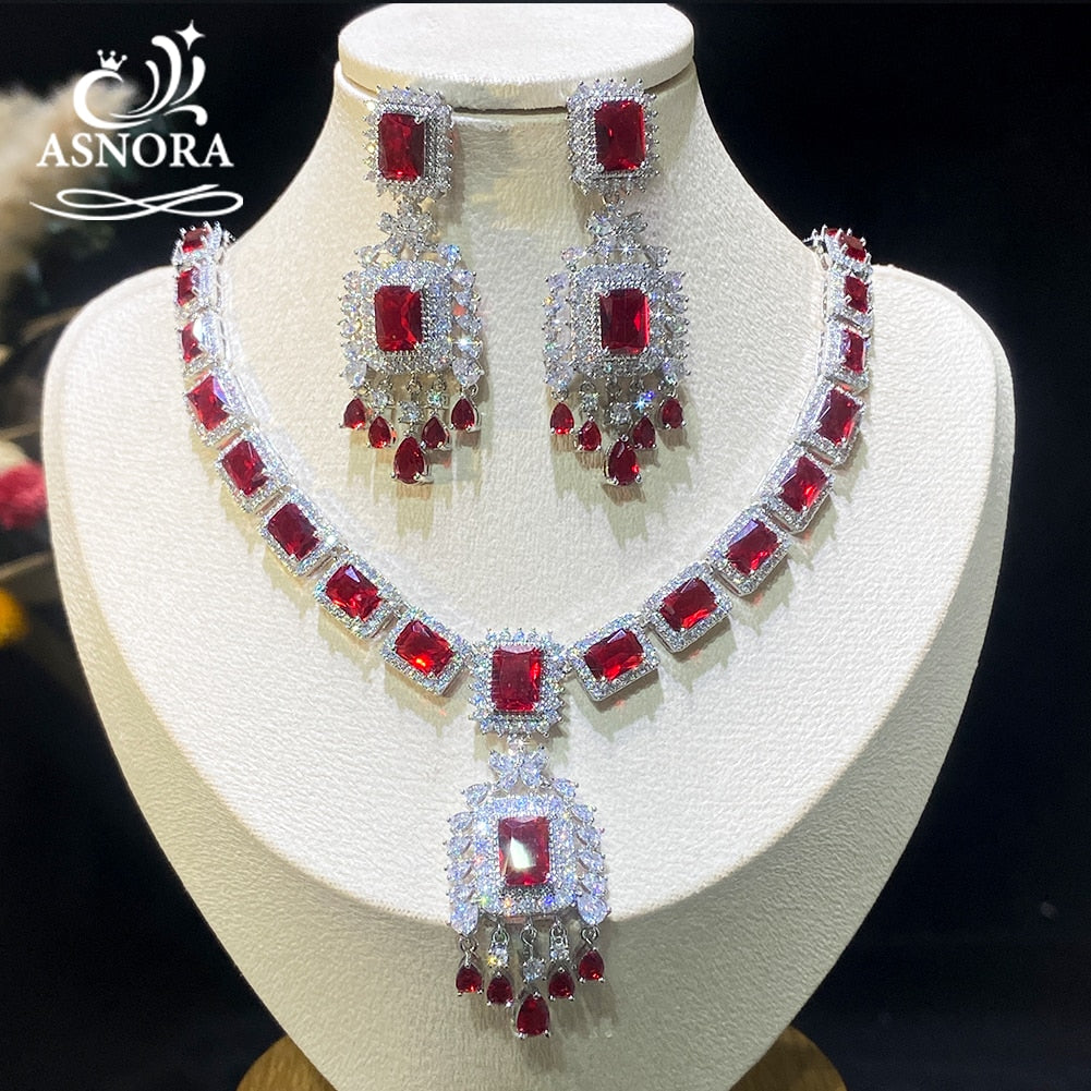 Exquisite Multicolored CZ Stone Geometric Jewelry Set