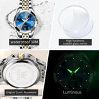 Stainless Steel Watch – Digital Dial Calendar by Adornity