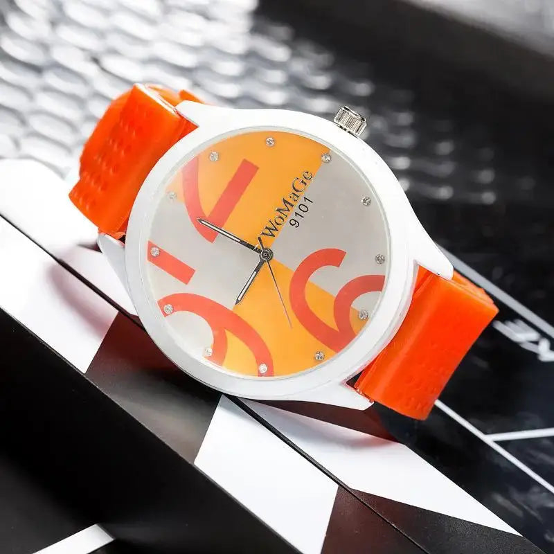 Womage Watch Women Green Watches Fashion Big Number Quartz Wristwatches Women Ladies Gilrs Silicone Sports Watches reloj mujer by Adornity