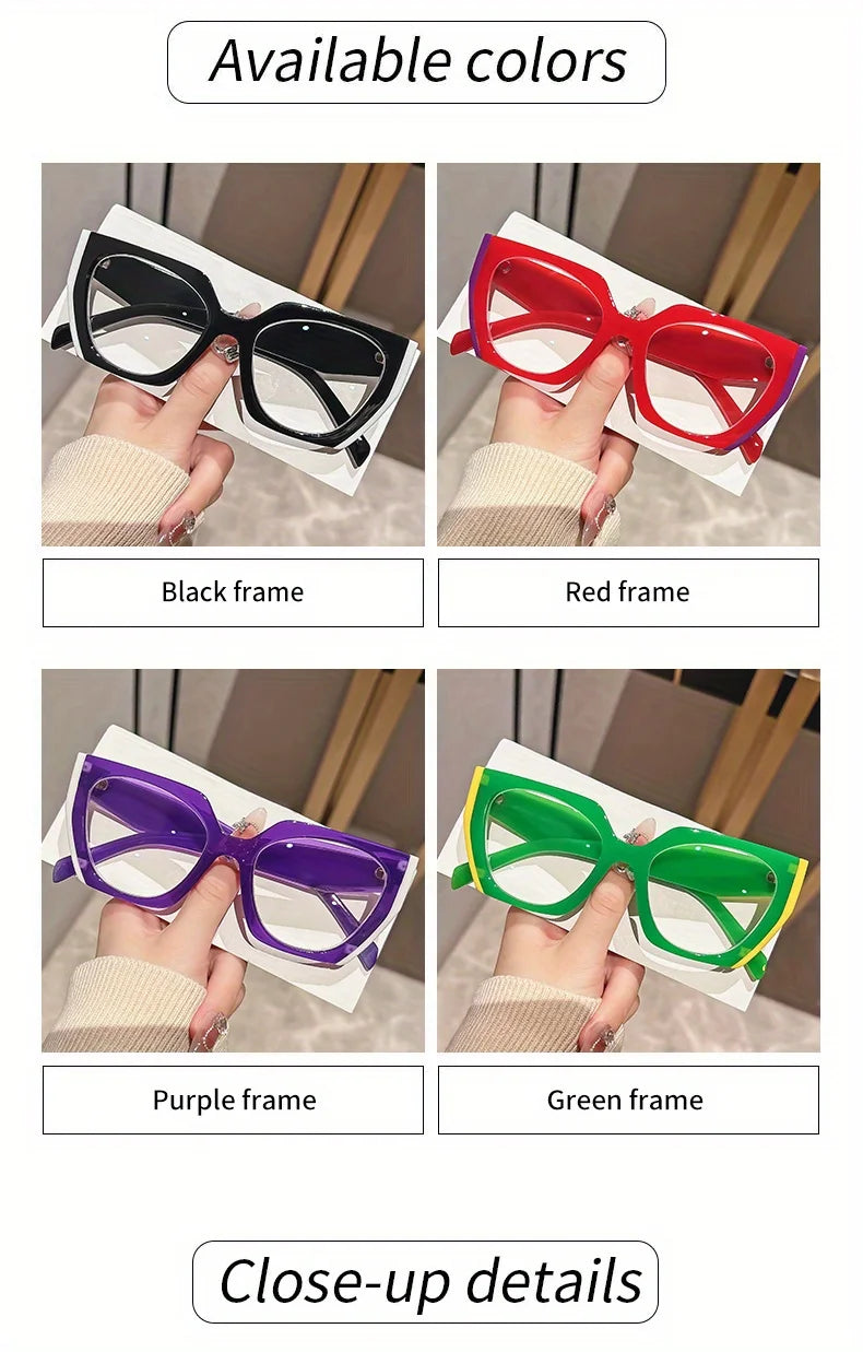 Cat Eye Reading Glasses - Women's Purple Full Rim Square Frame, Anti Blue Light