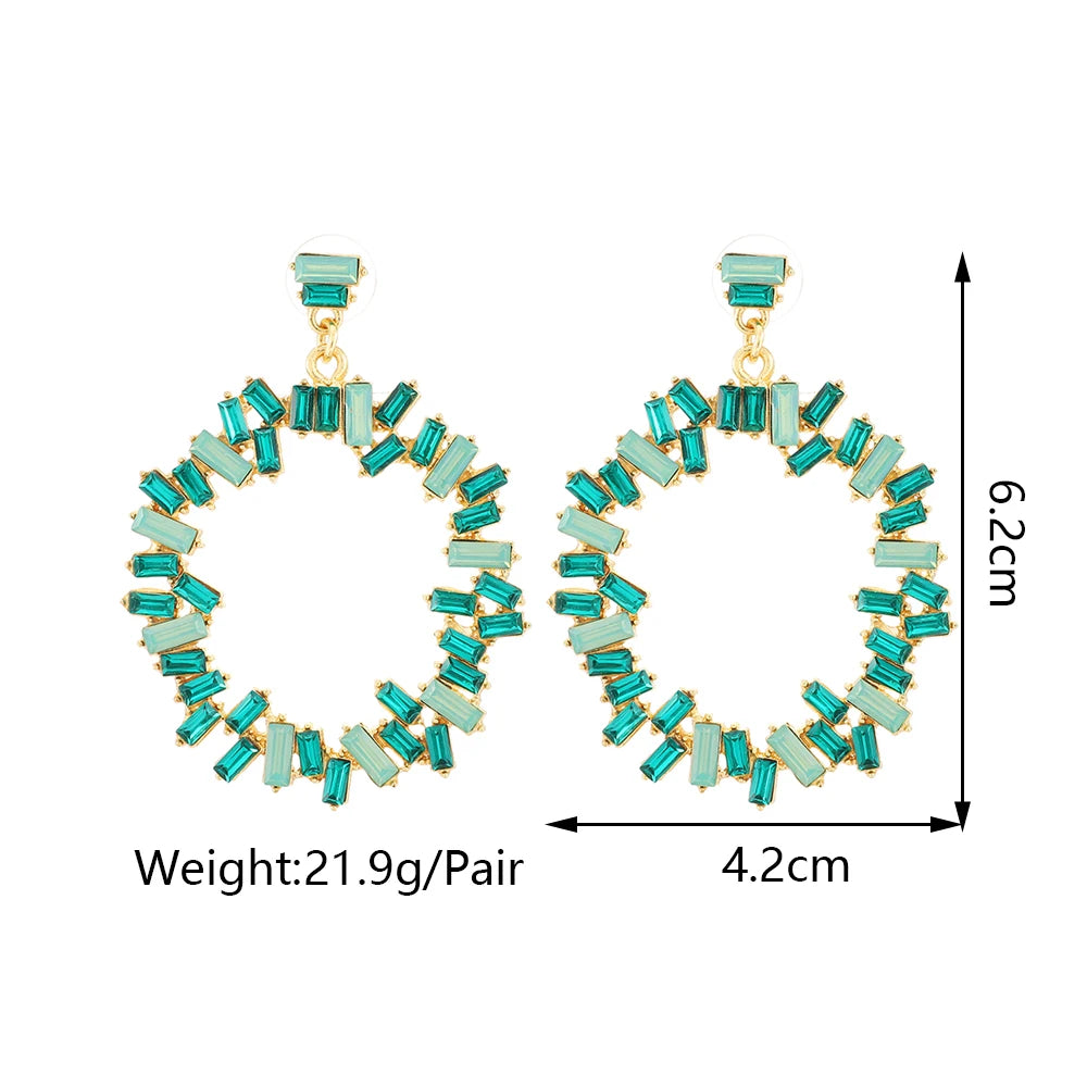 Elegant Rhinestone Round Statement Earrings