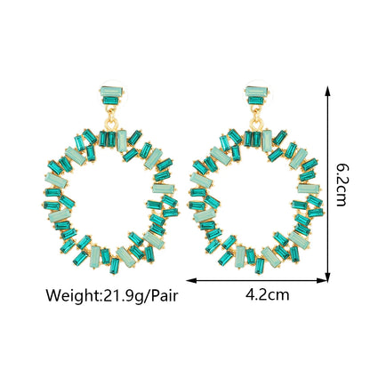 Elegant Rhinestone Round Statement Earrings