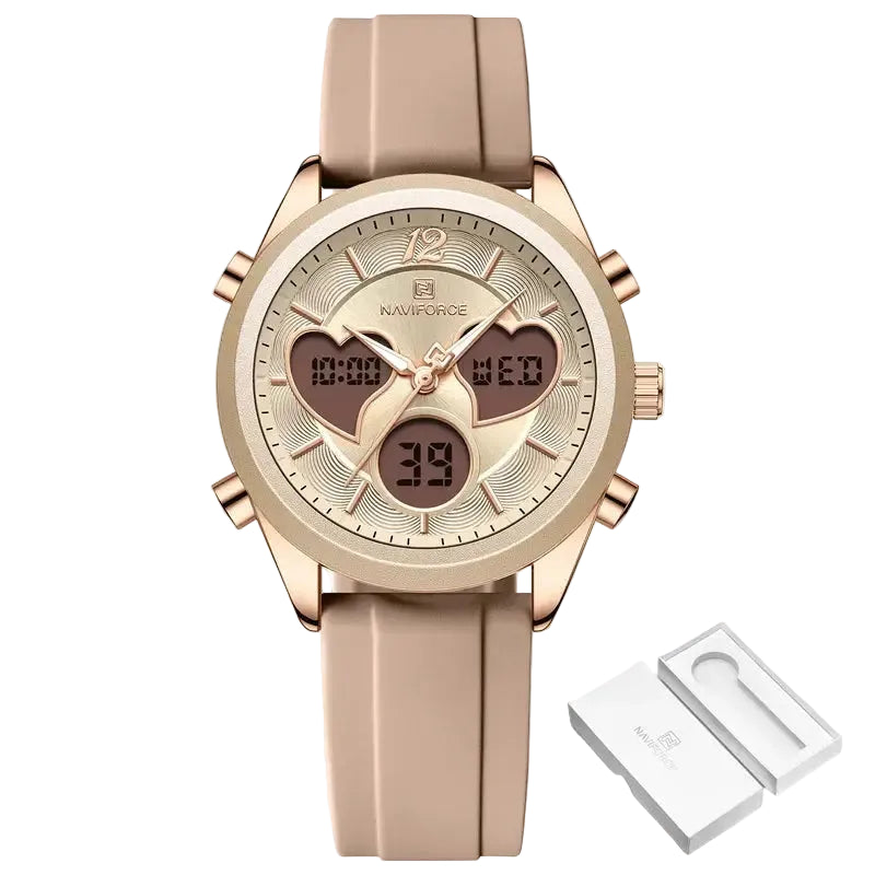 Heart Shape Watch – Dual Display Analog-Digital by Adornity