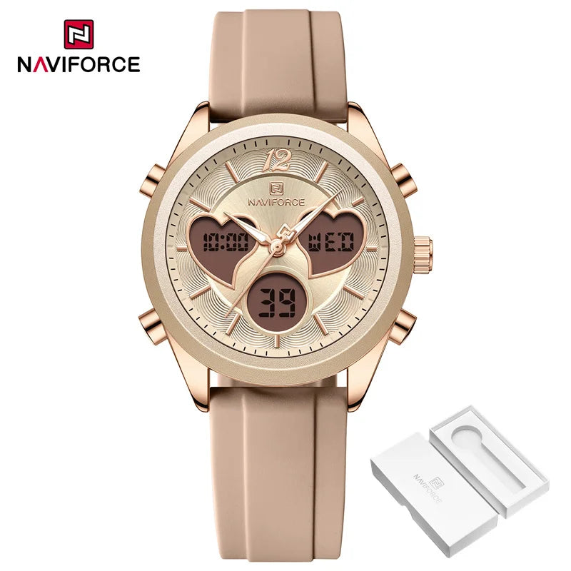 Women Silicone Wristwatch - Dual Display Heart Shape Luxury Analog Digital Watch