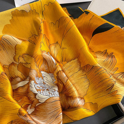 Luxury Silk Satin Scarf for Women - Printed Shawl Bandana 70x70cm