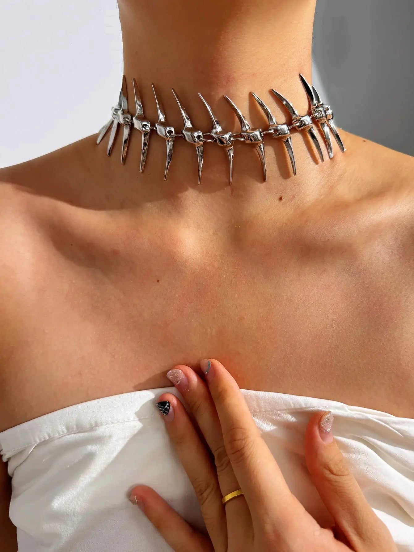 Edgy Niche Hip-Hop Thorn Skeleton Alloy Women's Necklace Perfect for Holiday Parties Everyday Wear Street Style Outfits NEW by Adornity