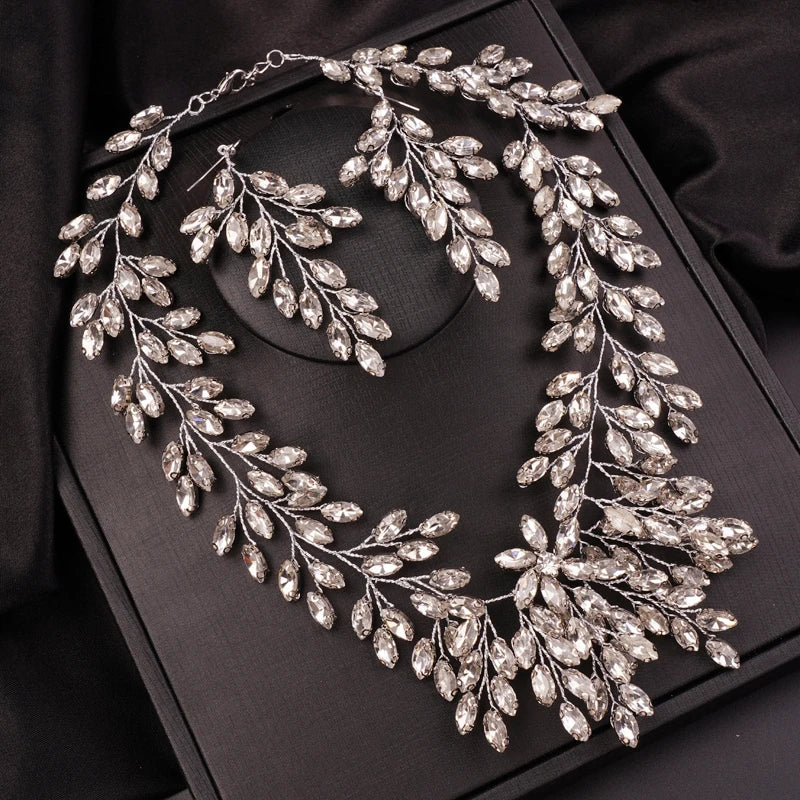 Luxurious Handcrafted Rhinestone Bridal Jewelry Set