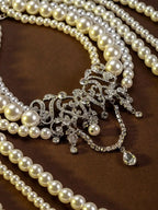 Vintage Bowknot Necklace – Multi-Layer Faux Pearl Long Fashion Jewelry by Adornity