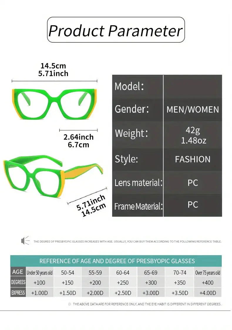 Adornity Cat Eye Reading Glasses Acetate Collection Blue Light Blocking Frame Limited Edition