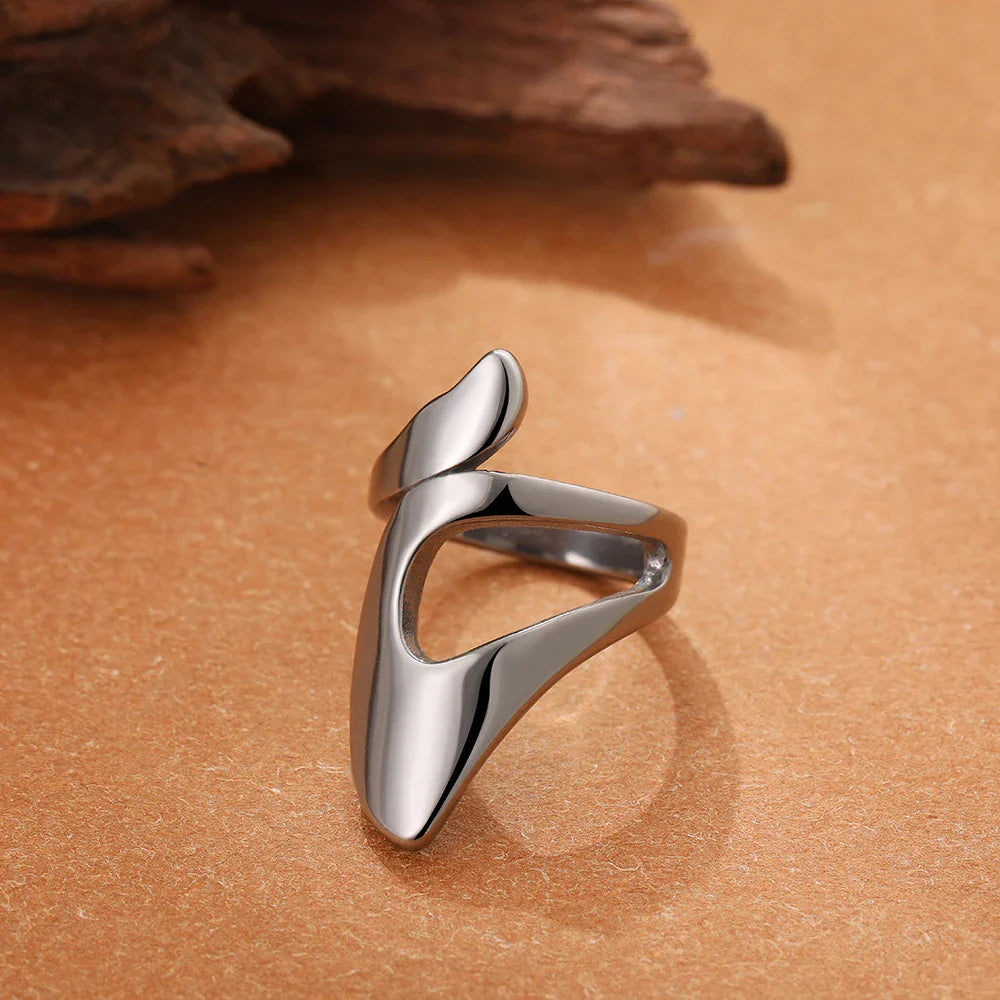 Unisex Stainless Steel Adjustable Geometric Metal Dome Ring