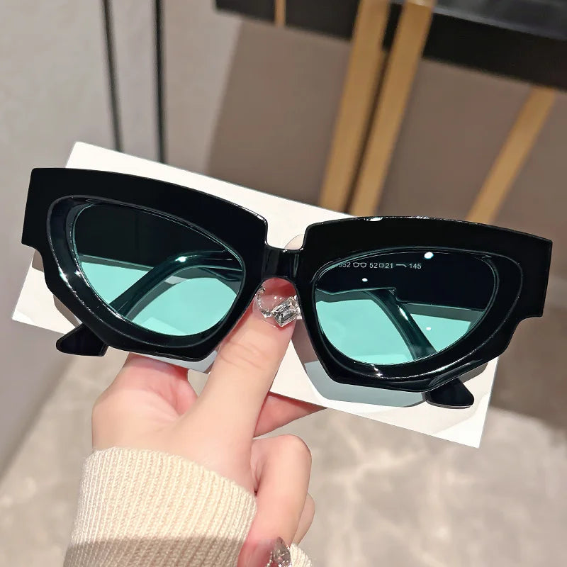 Cat Eye Sunglasses – Fashion Thick Frame Plastic Eyewear for Women, Gradient Lens
