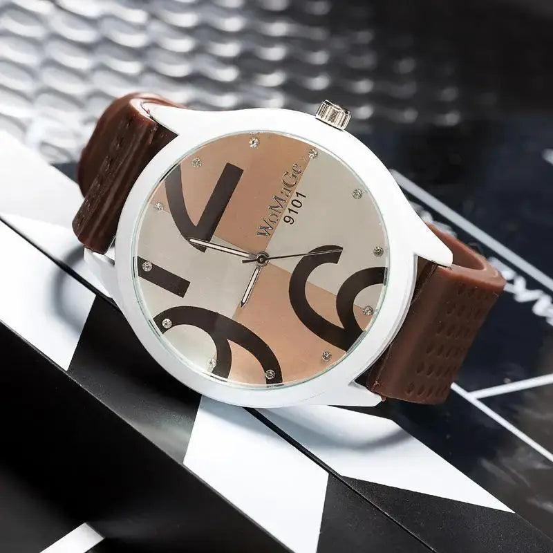 Womage Watch Women Green Watches Fashion Big Number Quartz Wristwatches Women Ladies Gilrs Silicone Sports Watches reloj mujer by Adornity