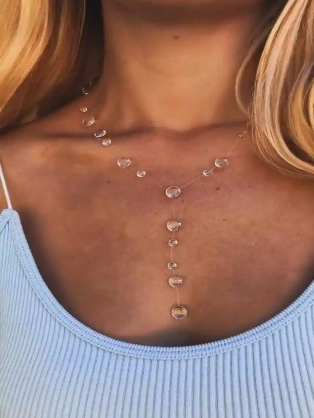 New Transparent Dewdrop Series Necklace Handmade Epoxy Resin Water Drop Collar Chain For Women Holiday Fashion Jewelry by Adornity