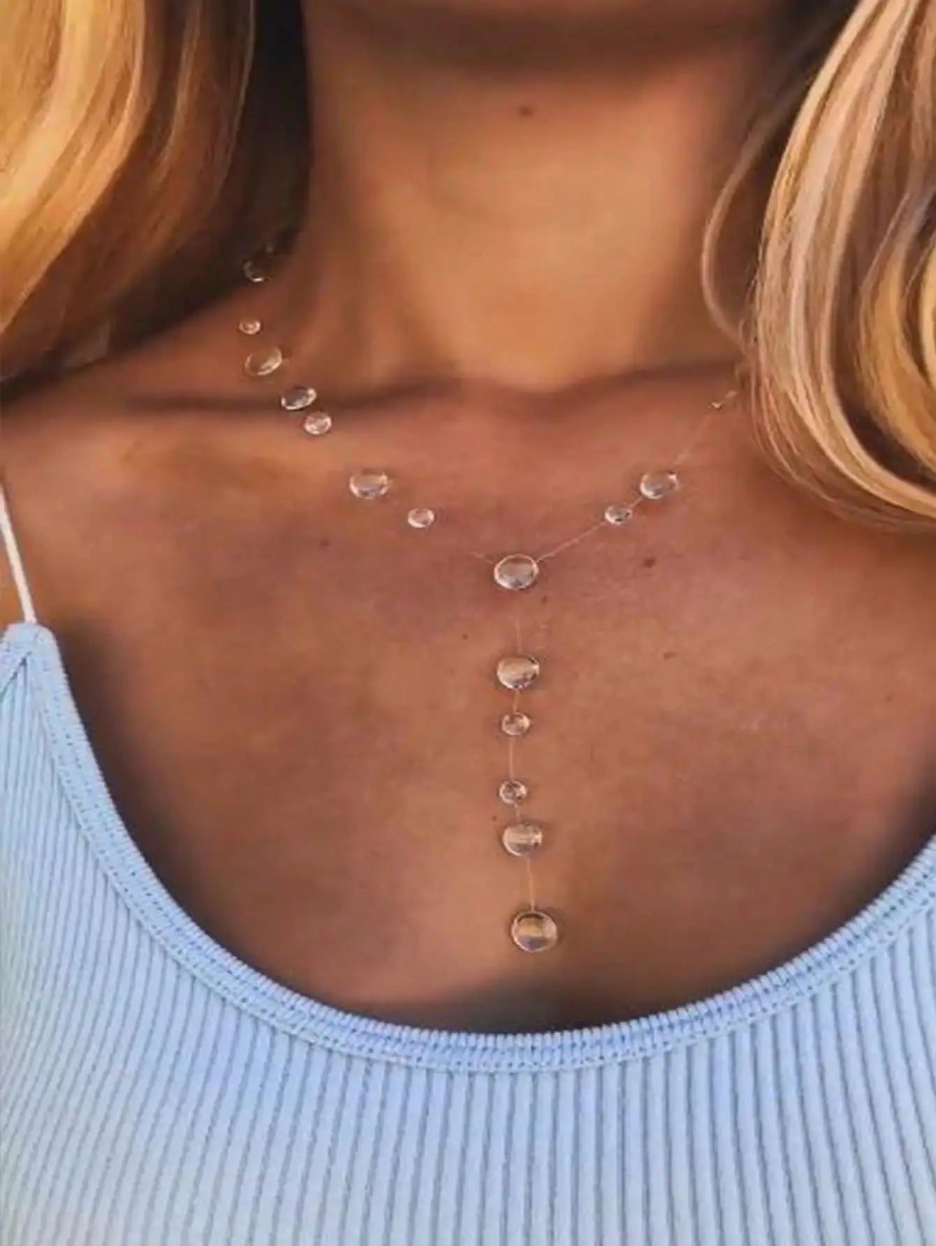 New Transparent Dewdrop Series Necklace Handmade Epoxy Resin Water Drop Collar Chain For Women Holiday Fashion Jewelry by Adornity