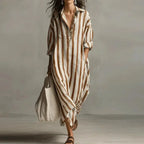 Vintage Printed Maxi Dresses For Women Casual Striped Printed Loose Beach Holiday Long Dresses For Women Party Dress Boho by Adornity
