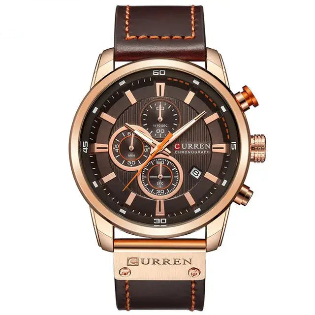 CURREN 8291 Mens Quartz Chronograph Watch Casual Leather Military Sport Fashion Gentleman Wristwatch by Adornity