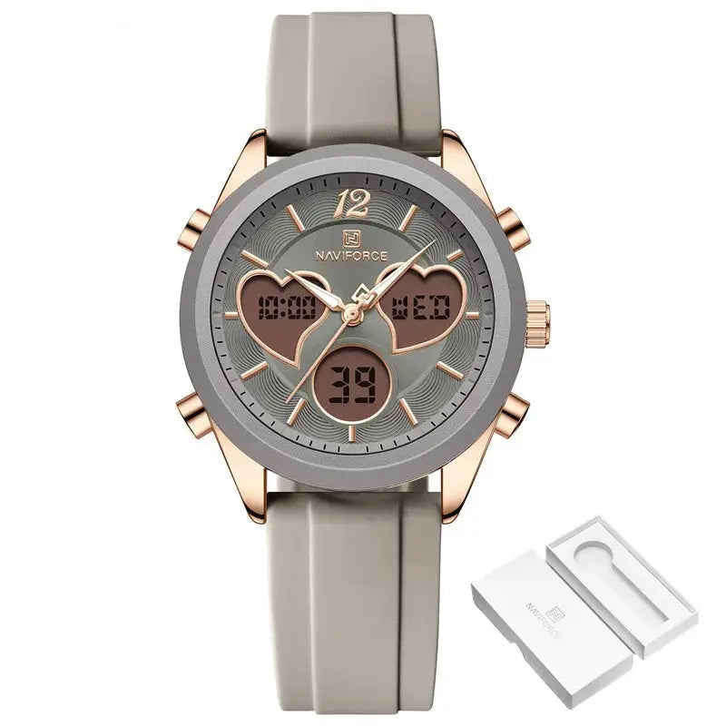 Heart Shape Watch – Dual Display Analog-Digital by Adornity
