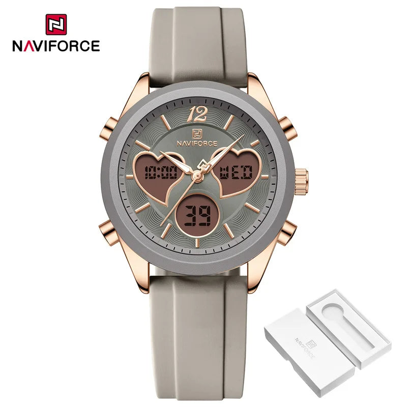 Women Silicone Wristwatch - Dual Display Heart Shape Luxury Analog Digital Watch