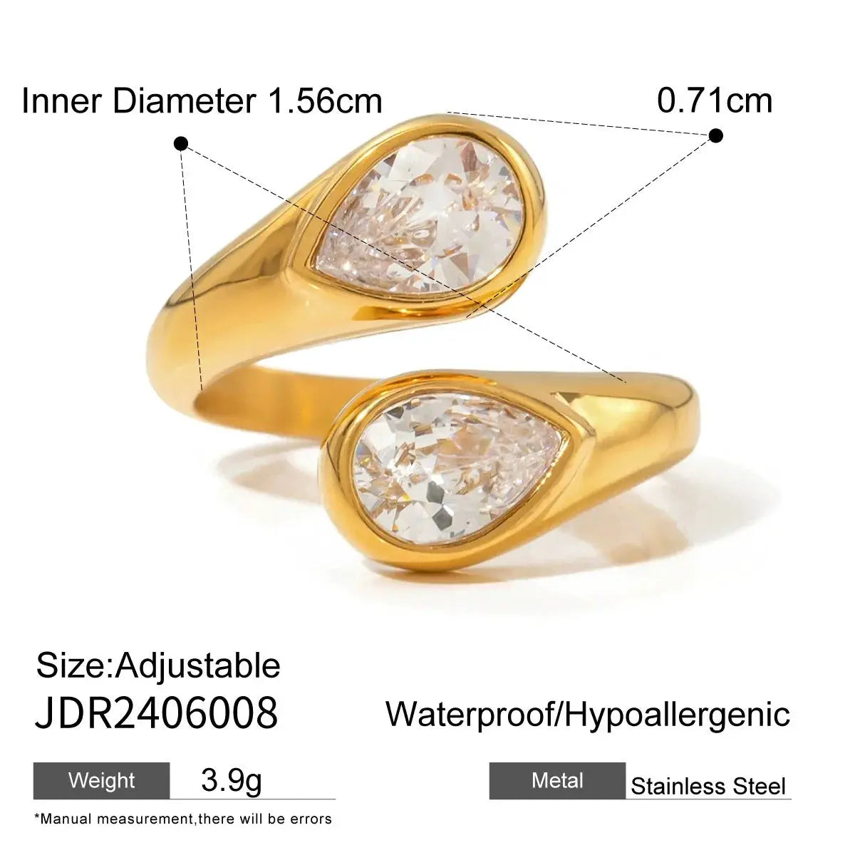 Uworld Retro Green Zircon Ring 18k Gold Color Plated Stainless Steel Round Ring Can be Stacked as a Gift for Women's Accessories by Adornity