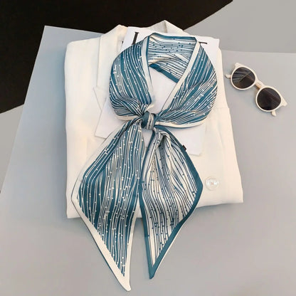 Brand Design Zebra In Flowers Women Scarf Luxury Silk Scarf Fashion Hair Headband Foulard Skinny Bag Scarves Neckerchief