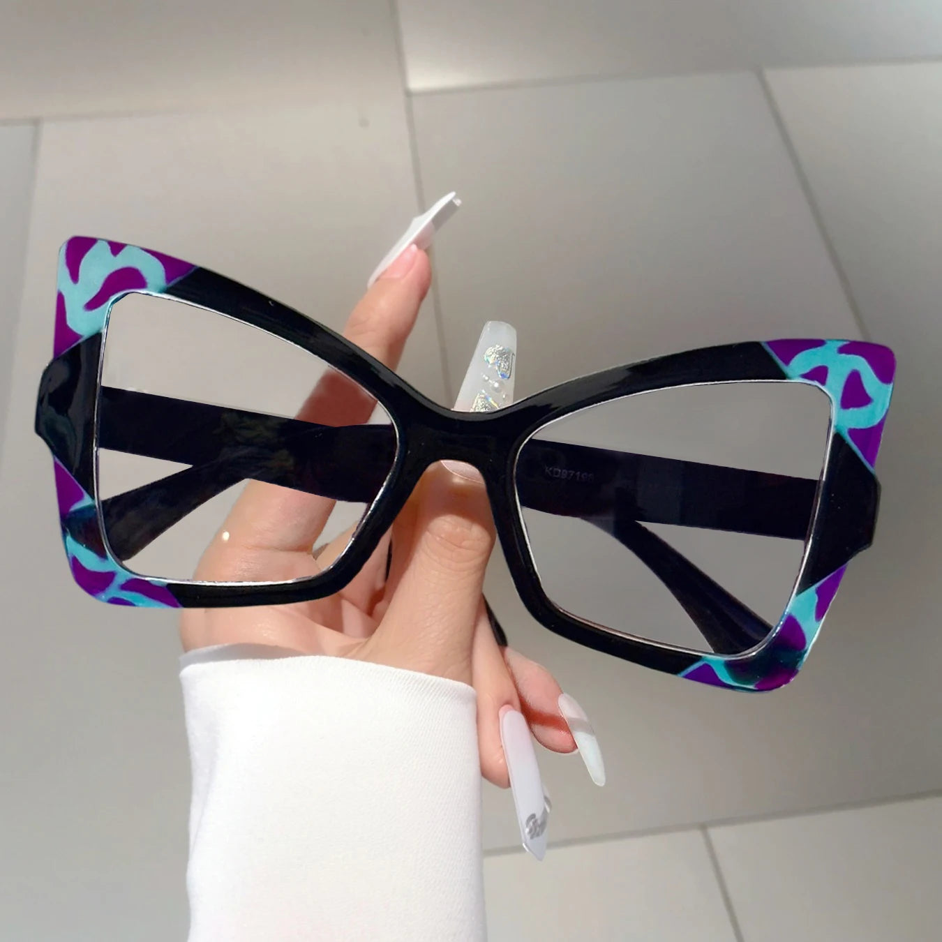 Oversized Cat Eye Glasses - Trendy Cat Eye Frames With Contrast Color Plastic Frame