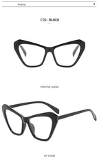 Chic Oversized Cat Eye Glasses – Color Block Blue Light