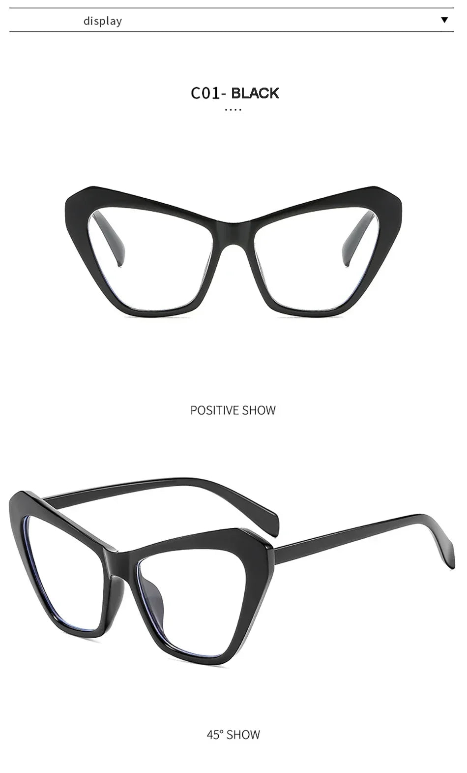 Chic Oversized Cat Eye Glasses – Color Block Blue Light