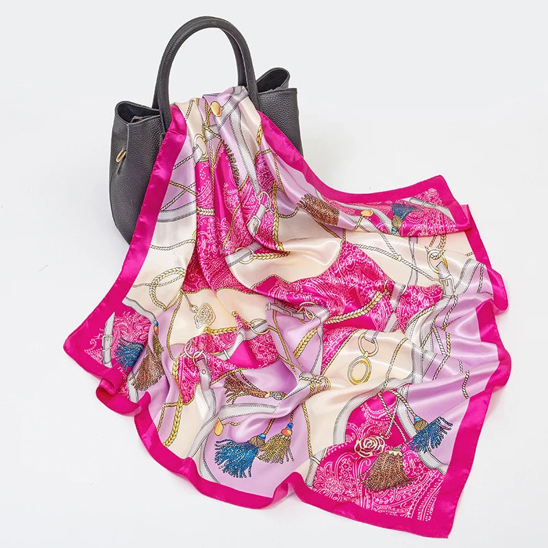 Silk Square Scarf - Lightweight Satin Hijab Wrap & Fashion Neckerchief