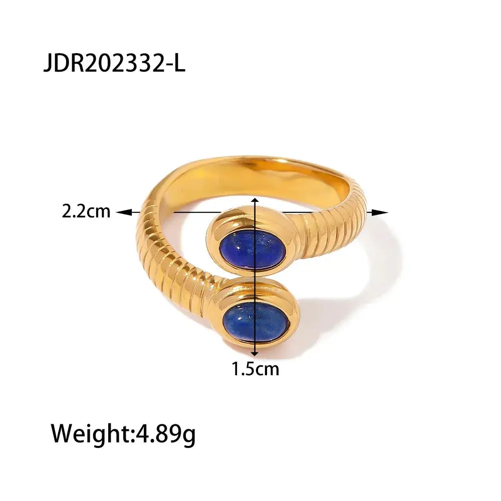 European and American Natural Stone Ring Titanium Steel Non-Fading Hand Jewelry for Women High-End Stainless Steel Jewelry by Adornity