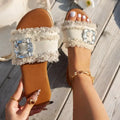 Women's Slippers Summer Sliding Metal Buckle Flat Shoes Fashion Sandals Women's Designer 2026 Comfortable Women's Shoes Slides by Adornity