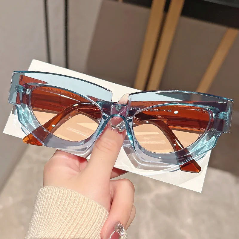 Cat Eye Sunglasses – Fashion Thick Frame Plastic Eyewear for Women, Gradient Lens
