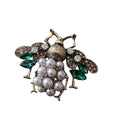 Vintage Bee Brooch - Pearl Crystal Rhinestone Metal Insect Pin Badge