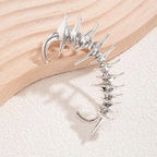2026 Punk Gothic Silver Color Skeleton Spike Ear Clip for Women Men Hip Hop Metal Thorn Without Piercing Ear Cuff Jewelry Gift by Adornity