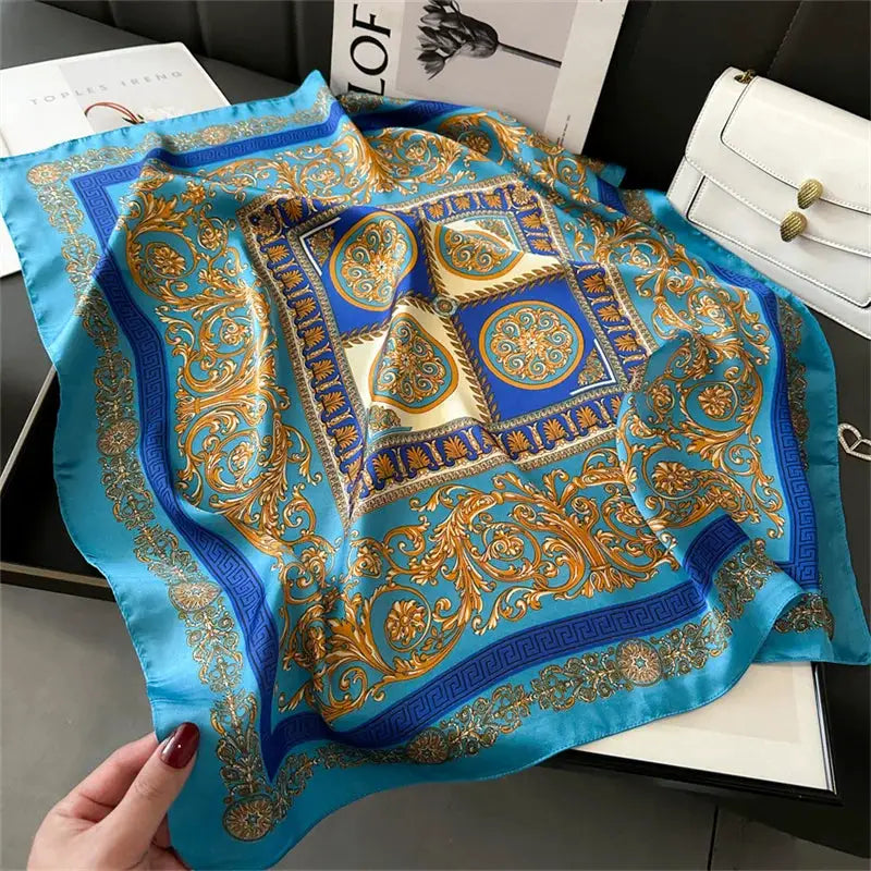 Silk Plaid Scarf – Timeless 70x70 Wrap by Adornity