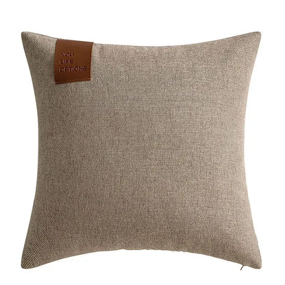 Leather Label Splicing Throw Pillow Cover Cushion Nordic Pillowcase