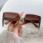 Black Square Sunglasses – Korean Style Classic Big Shades with UV Protection by Adornity