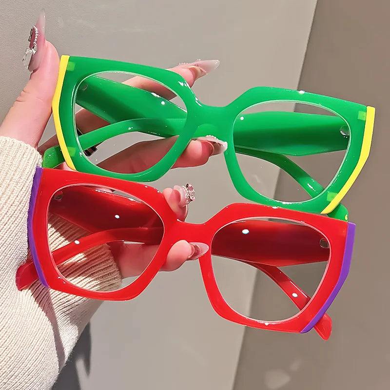 Cat Eye Reading Glasses - Women's Purple Full Rim Square Frame, Anti Blue Light