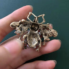 Vintage Bee Brooch - Pearl Crystal Rhinestone Metal Insect Pin Badge