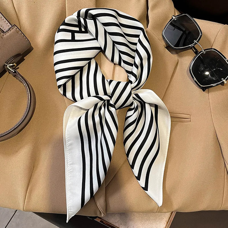 Luxury Silk Satin Scarf for Women - Printed Shawl Bandana 70x70cm