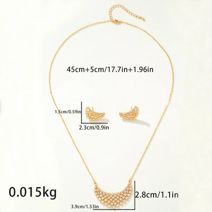 Gold Plated Cubic Zircon Geometric Necklace Earrings Set