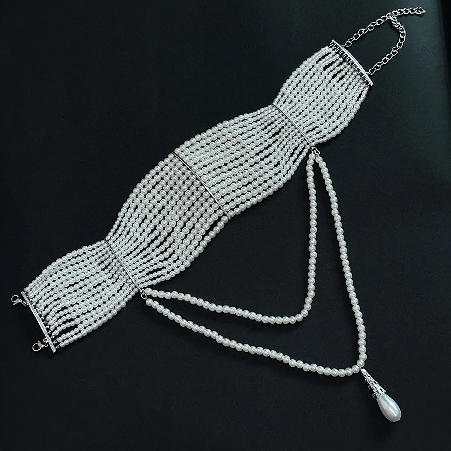 Pearl Tassel Necklace – Vintage Multi-Layered Teardrop Pendant Jewelry