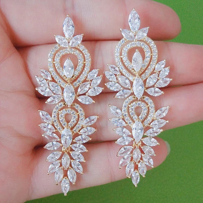 Luxury Marquise Zircon Drop Earrings, AAA Cubic Zirconia Jewelry