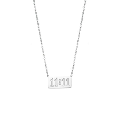 Luxurious Stainless Steel 18K Gold Plated 11:11 Geometric Pendant Necklace