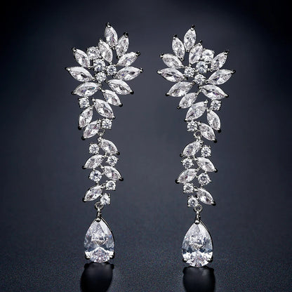 Luxury Marquise Zircon Drop Earrings, AAA Cubic Zirconia Jewelry