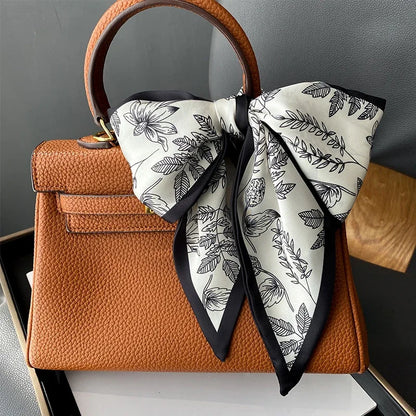 Fashion Print Hair Ribbon Scarf Women Neck Tie Bag Scarfs Satin Silk Skinny Headscarves Ladies Foulard Floral Bands 2022 New