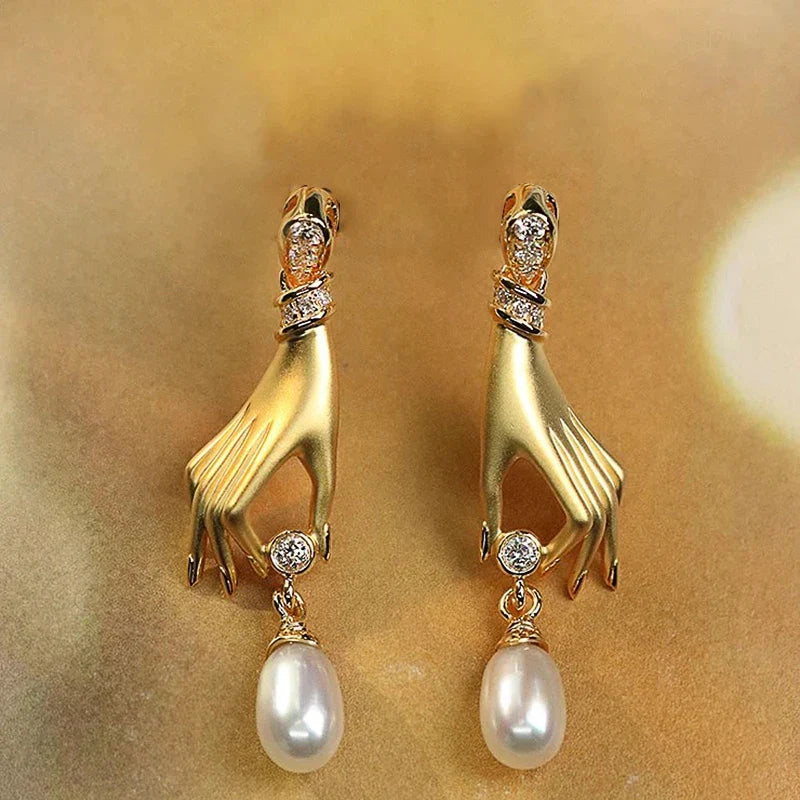 Imitation Pearl Dangle Earrings - Trendy Statement Jewelry for Women